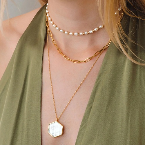 Gold Celestial Square Link Necklace