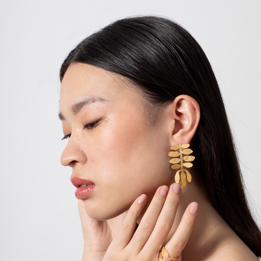 Silvela Golden Earrings Large