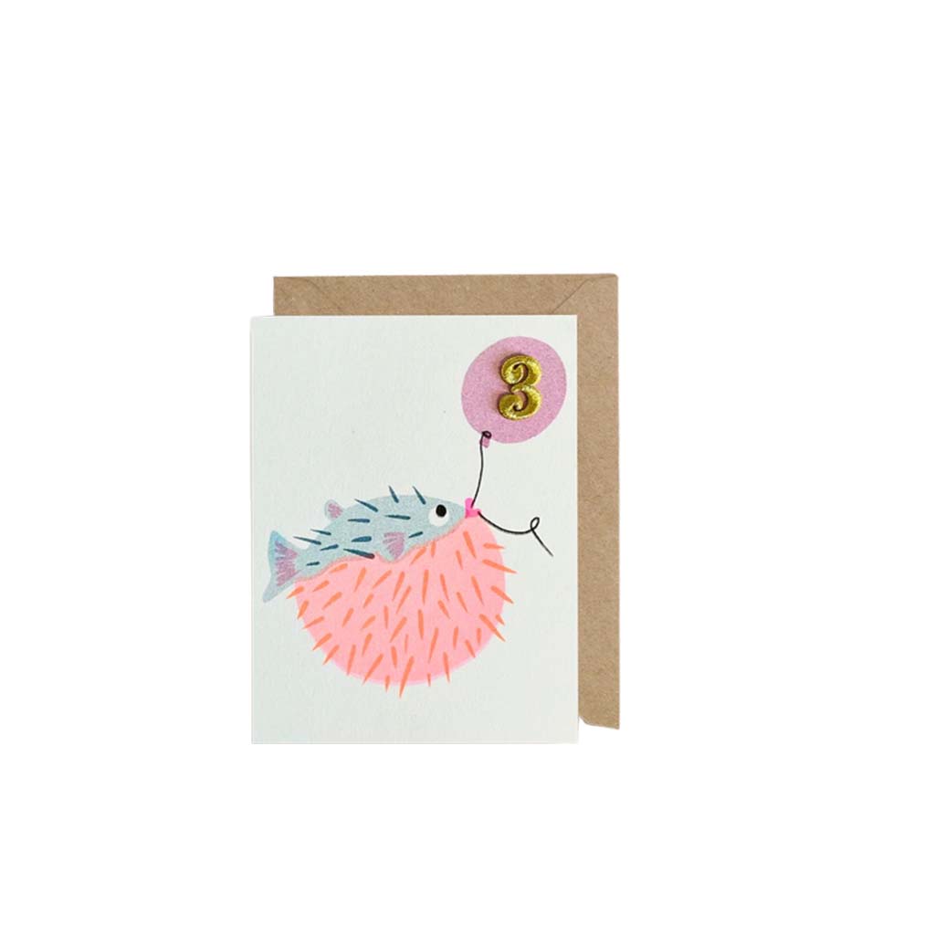 Pufferfish Age 3, Greeting Card