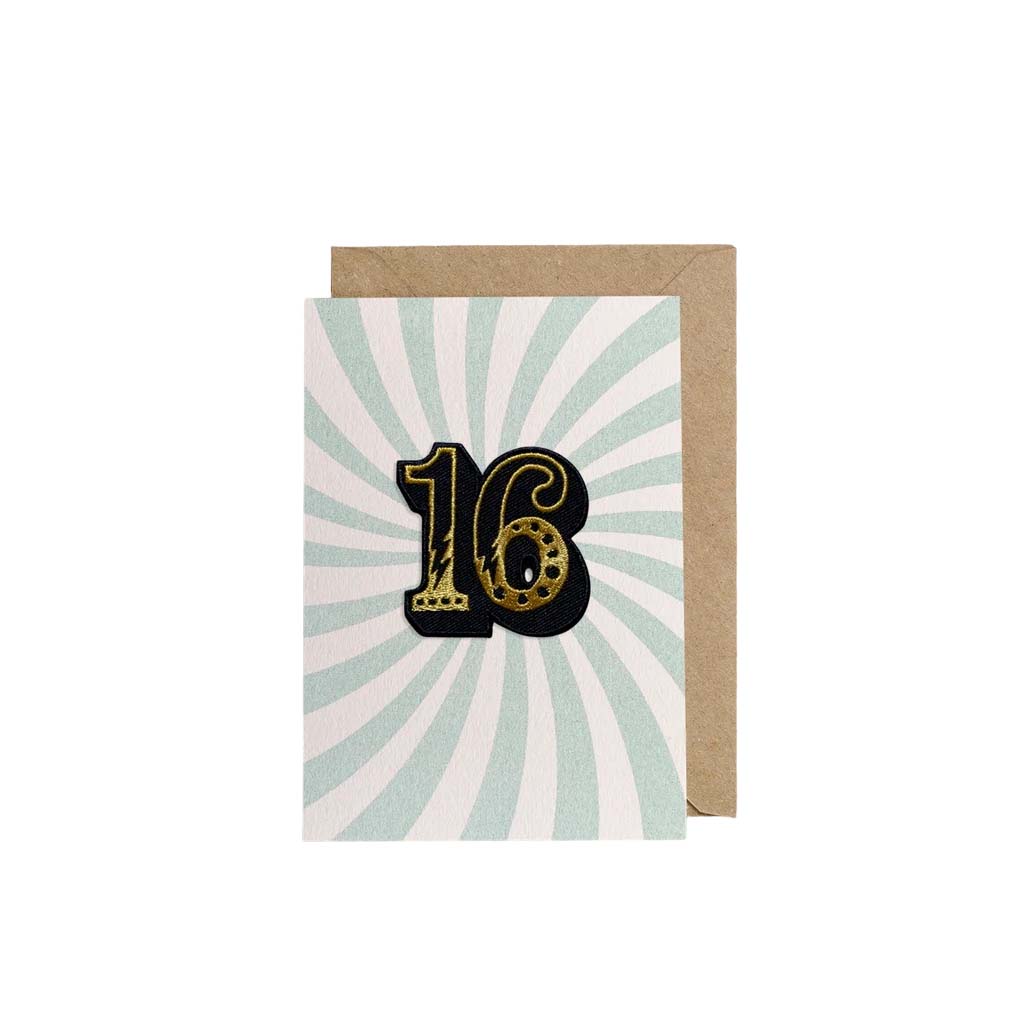 16 Swirl, Birthday Greeting Card