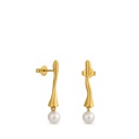 Eclat White Golden Earrings